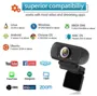 Webcam HD 1080P, Webcam com microfone, câmera usb desktop laptop com widescreen de 110 graus, Webcam de streaming para chamadas, gravação, conferência, jogos, webcam com obturador de privacidade e tripé