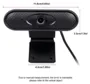 Webcam 1080P Full HD com vídeo e microfones estéreo embutidos para webcam de desktop ou laptop