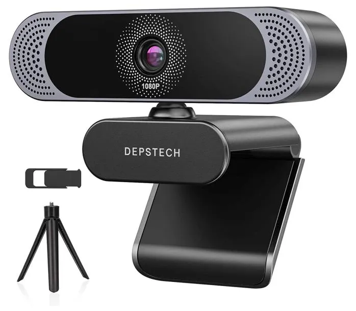 Webcam com microfone, 2021 DEPSTECH 1080P HD Webcam USB Computer Web Camera com Capa de Privacidade e Tripé, Plug and Play, Streaming Webcam para Desktop PC Video Conferencing, Teaching and Gaming