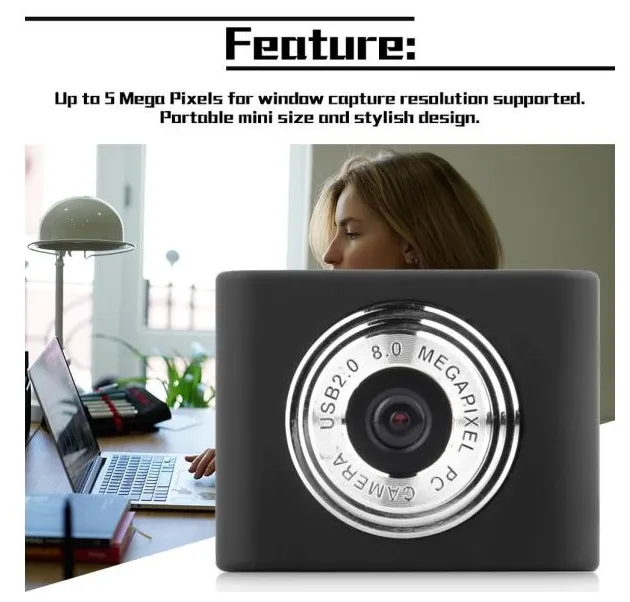 Mini USB2.0 5 Megapixels retrtil Clipe WebCam Web Camera para pc porttil