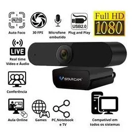 Webcam 1080 Camera Live Streaming Para Pc Notebook Tv Jogos