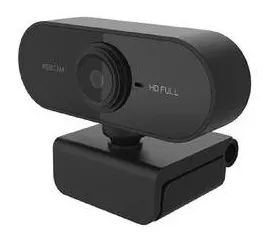 Webcam Full HD 1080p Mini USB Com microfone embutido.