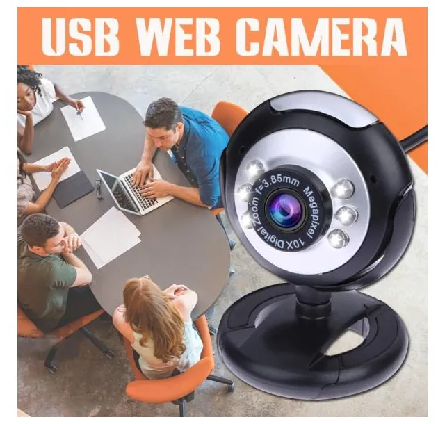 USB 2.0 LED Webcam Webcam Câmera com microfone para computador laptop pc de mesa, ajuste automático / modo manual